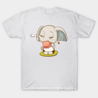 Cute Elephant in her Tea Time T-Shirt